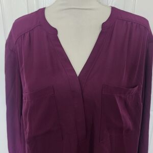 Torrid Size 2 Long Sleeve V-neck Purple  Harper Blouse